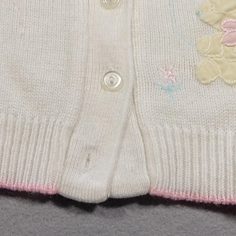 Vintage Snuggle Alert‎ 12M Baby Cardigan Sweater Pastel Taiwan 80s Cute Knit - Picture 7 of 11